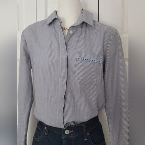 MAXMARA Beaded Accent Western Striped Shirt
